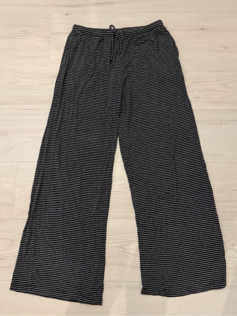 Reformation Black & Gray Striped Wide Leg Lounge Pants